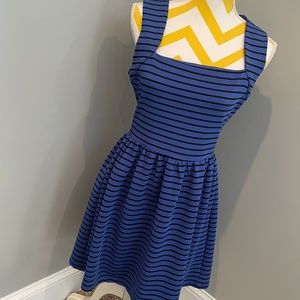“BeBop” Blue/Black Striped Dress